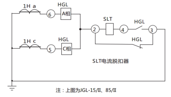 JGL-86/Ⅱ二相靜態(tài)反時限過流繼電器典型應用接線圖