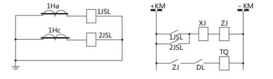 JSL-12繼電器構(gòu)成的二相式定時限保護(hù)的原理圖