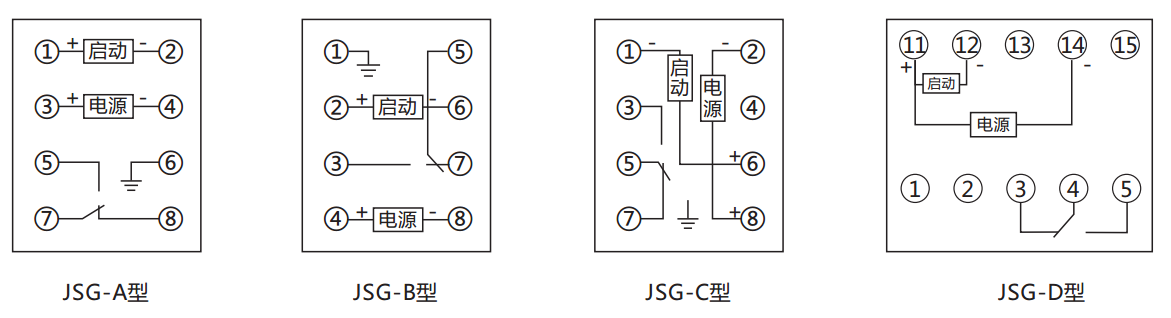 JSG-D型靜態(tài)閃光繼電器內(nèi)部接線及外引接線圖（正視圖）