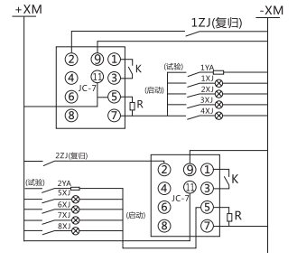 JC-7/22沖擊繼電器電器典型接線圖