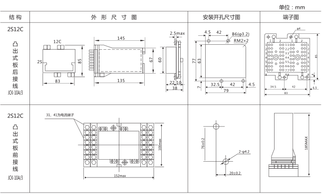 DZ-652中間繼電器外形及安裝尺寸圖片