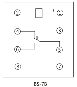 BS-7B時間繼電器內(nèi)部接線及外引接線圖(背視圖)圖片