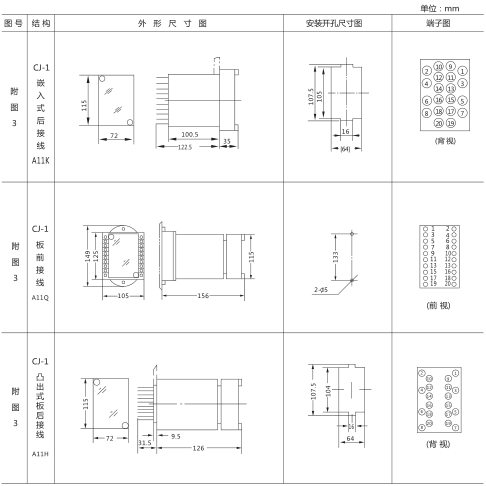 DS-35C時間繼電器外形及開孔尺寸圖片