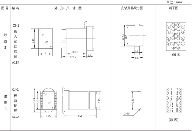 JSS-16時間繼電器外形尺寸及安裝開孔尺寸圖片一