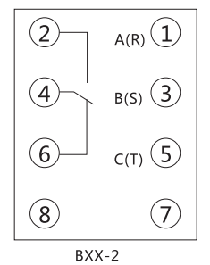  BXX-2相序繼電器內(nèi)部接線(xiàn)及外引接線(xiàn)圖