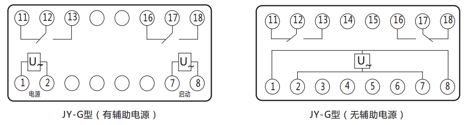 JY-G端子排靜態(tài)電壓繼電器內(nèi)部接線圖及外引接線圖