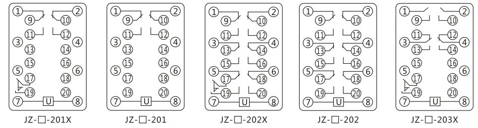 JZY（J)-212靜態(tài)中間繼電器內(nèi)部接線圖及外引接線圖