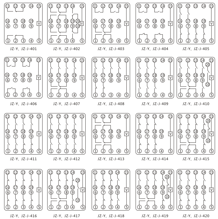JZY（J)-212靜態(tài)中間繼電器內(nèi)部接線圖及外引接線圖