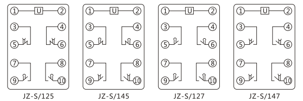 JZ-S/2211靜態(tài)可調(diào)延時(shí)中間繼電器內(nèi)部接線圖及外引接線圖