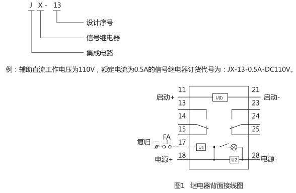 JX-13信號(hào)繼電器型號(hào)含義圖