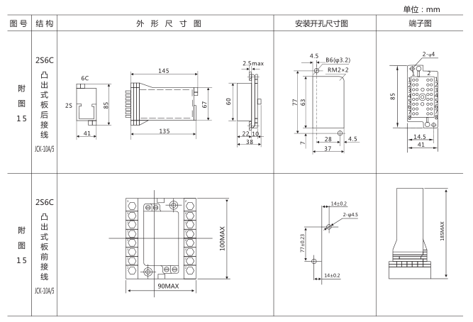 JX-13信號(hào)繼電器外形及開(kāi)孔尺寸圖